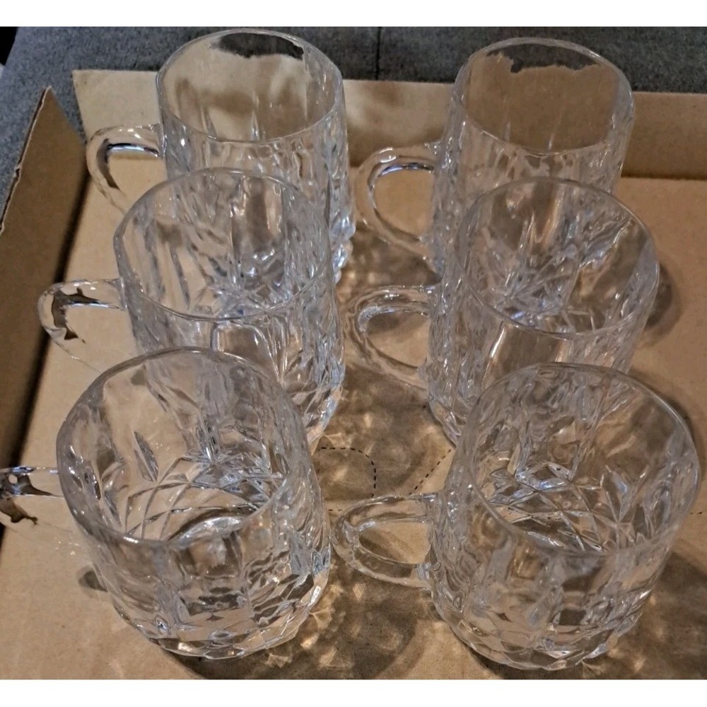Lot Of 6 Vintage Kristal‎ Zajecar Crystal Tea / Coffee Mugs Made in Yugoslavia